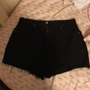 black denim shorts